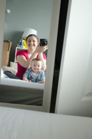 Miles - 9 Month baby photos - Taking pictures with mom in the mirror