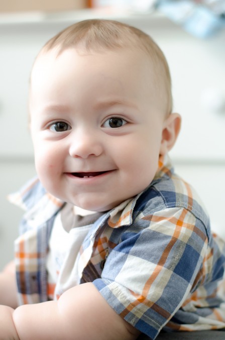 Miles - 9 Months Baby Photo - Smiling for the camera