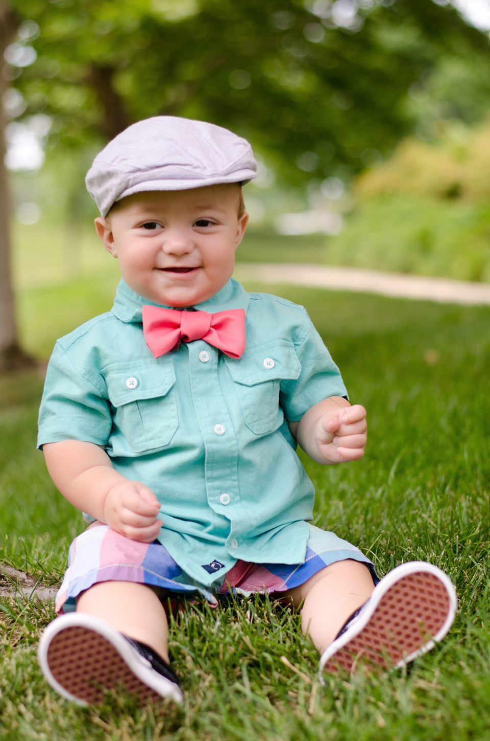 Miles | 10 months - Sporting his new outfit picked out by Bethany and the hand-made coral bowtie I diy for this session - My favorite shot