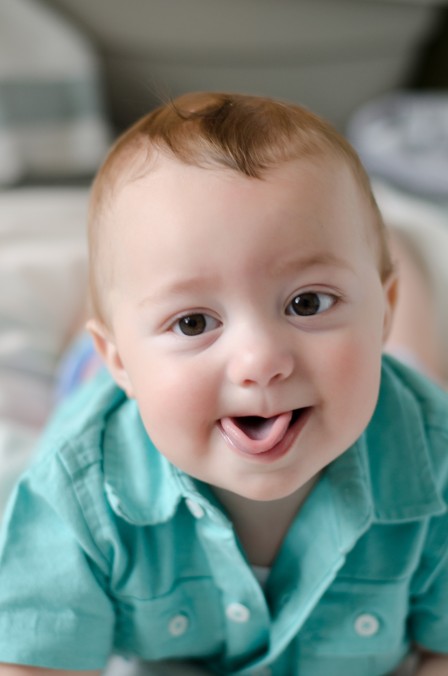 Miles | 10 month photos - Playing with his tongue like a silly boy