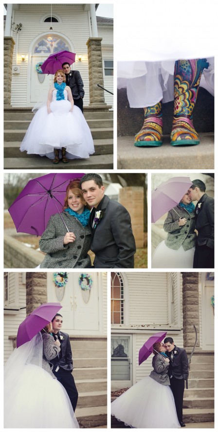 Umbrella and Rainboots Wedding Photo by Johnson County Wedding Photographer Brittany Tarchala